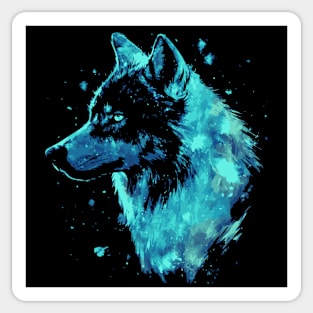 Neon Wolf - Ice Blue - Monochromatic Winter Sticker